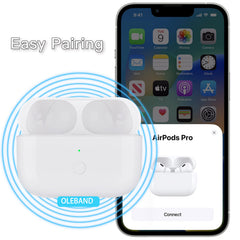 OLEBAND Replacement for Airpods Pro 2&1 Charging Case:Easy to Pair Air pods Pro Earbuds with Pairing Button,Support Both Wired and Wireless Charging,for iPods Pro 1st/2nd Gen 1 Year Warranty(White)